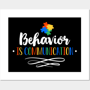 Autism Awareness Day Gift Tee Behavior Is Communication Posters and Art